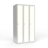 Skoleskab 90x55x175cm, lige tag, hvide d&oslash;re med greb til h&aelig;ngel&aring;s