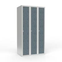 Skoleskab 90x55x175cm, lige tag, sorte d&oslash;re med greb til h&aelig;ngel&aring;se