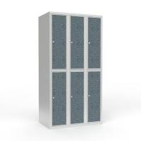 Skoleskab 90x55x175cm, 6 rum, lige tag, sorte døre, cylinderlåse