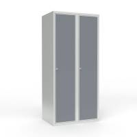 Skoleskab 80x55x175cm, lige tag, grå døre med greb til hængelåse