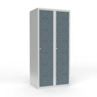 Skoleskab 80x55x175cm, lige tag, sorte døre med greb til hængelåse