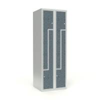 Skoleskab 60x55x175cm, 4 rum, lige tag, sorte Z-døre, cylinderlåse