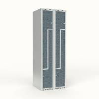 Skoleskab 60x55x175cm, 4 rum, lige tag, sorte Z-d&oslash;re, h&aelig;ngel&aring;se