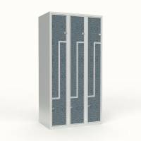 Skoleskab 90x55x175cm, 6 rum, lige tag, sorte Z-d&oslash;re, h&aelig;ngel&aring;se