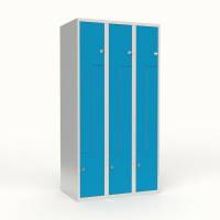 Skoleskab 90x55x175cm, lige tag, 6 bl&aring; Z-st&aring;ld&oslash;re, h&aelig;ngel&aring;se