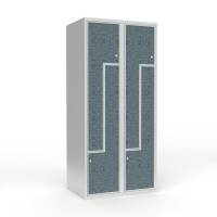 Skoleskab 80x55x175cm, 4 rum, lige tag, sorte Z-d&oslash;re, cylinderl&aring;se