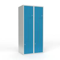 Skoleskab 80x55x175cm, lige tag, 4 bl&aring; Z-st&aring;ld&oslash;re, cylinderl&aring;se