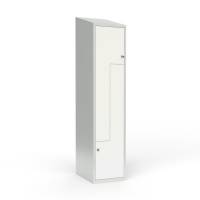 Skoleskab 40x55x190cm, skr&aring;t tag, 2 hvide Z-st&aring;ld&oslash;re, h&aelig;ngel&aring;se