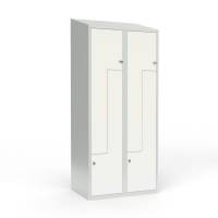 Skoleskab 80x55x190cm, skr&aring;t tag, 4 hvide Z-st&aring;ld&oslash;re, h&aelig;ngel&aring;se