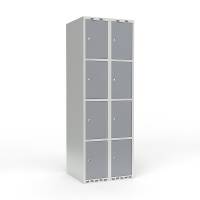 Skoleskab i st&aring;l med 8 rum, lige tag og cylinderl&aring;s 60x55x175cm gr&aring;