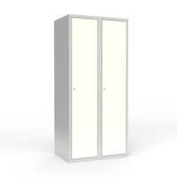 Skoleskab 80x55x175cm, lige tag, hvide døre med cylinderlåse