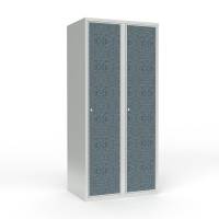 Skoleskab 80x55x175cm, lige tag, sorte d&oslash;re med cylinderl&aring;se