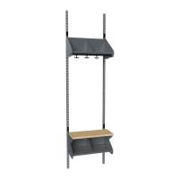 BST garderobe startsektion model G med 2 pladser 500mm m&oslash;rk gr&aring;