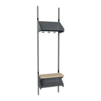 BST garderobe startsektion model H med 2 pladser 500mm m&oslash;rk gr&aring;
