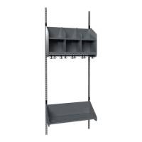 BST garderobe startsektion model B med 3 pladser 750mm m&oslash;rk gr&aring;