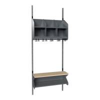 BST garderobe startsektion model D med 3 pladser 750mm mørk grå