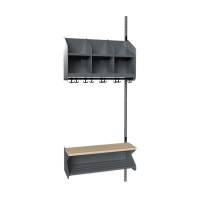 BST garderobe p&aring;bygningssektion model D med 3 pladser 750mm m&oslash;rk gr&aring;