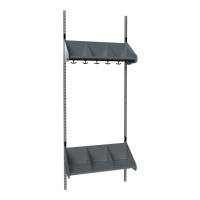 BST garderobe startsektion model E med 3 pladser 750mm mørk grå