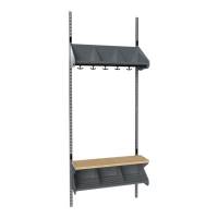 BST garderobe startsektion model G med 3 pladser 750mm mørk grå
