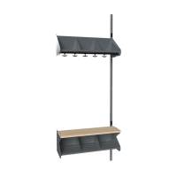 BST garderobe påbygningssektion model G med 3 pladser 750mm mørk grå