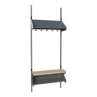 BST garderobe startsektion model H med 3 pladser 750mm m&oslash;rk gr&aring;