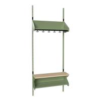 BST garderobe startsektion model H med 3 pladser 750mm gr&oslash;n