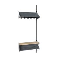 BST garderobe påbygningssektion model H med 3 pladser 750mm mørk grå