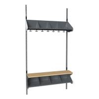 BST garderobe startsektion model G med 4 pladser 1000mm mørk grå