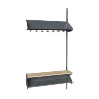 BST garderobe påbygningssektion model H med 4 pladser 1000mm mørk grå