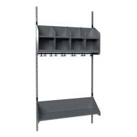 BST garderobe startsektion model B med 4 pladser 1000mm mørk grå