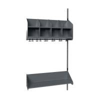 BST garderobe p&aring;bygningssektion model B med 4 pladser 1000mm m&oslash;rk gr&aring;