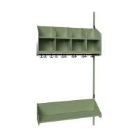 BST garderobe påbygningssektion model B med 4 pladser 1000mm grøn