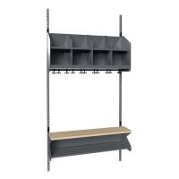 BST garderobe startsektion model D med 4 pladser 1000mm mørk grå