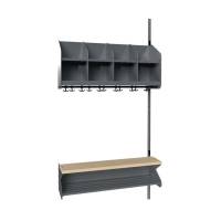 BST garderobe p&aring;bygningssektion model D med 4 pladser 1000mm m&oslash;rk gr&aring;