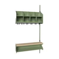 BST garderobe påbygningssektion model D med 4 pladser 1000mm grøn
