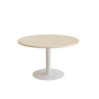 Cirkum bord Ø120cm 72cm høj i birk laminat med hvidt stel