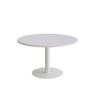 Cirkum bord &Oslash;120cm 72cm h&oslash;j i gr&aring; laminat med hvidt stel