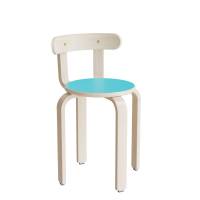 Oscar taburet, s&aelig;de i turkis laminat, ben og ryg i birkefin&eacute;r, h&oslash;jde 44cm 