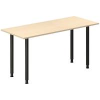 Office skrivebord 140x60cm birk laminat med sort stel