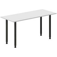 Office skrivebord 140x60cm lys grå laminat med sort stel