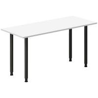 Office skrivebord 140x60cm hvid laminat med sort stel