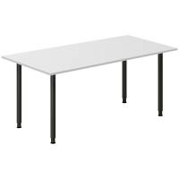 Office skrivebord 160x80cm lys gr&aring; laminat med sort stel