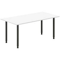 Office skrivebord 160x80cm hvid laminat med sort stel