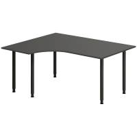 Office skrivebord venstrevendt 160x120cm antracit med sort stel