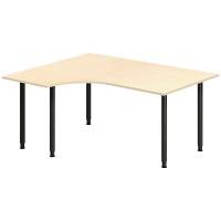 Office skrivebord venstrevendt 160x120cm birk med sort stel