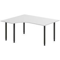 Office skrivebord venstrevendt 160x120cm lys gr&aring; med sort stel