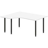 Office skrivebord venstrevendt 160x120cm hvid med sort stel