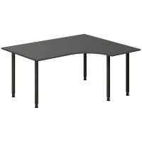 Office skrivebord h&oslash;jrevendt 160x120cm antracit med sort stel