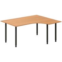 Office skrivebord højrevendt 160x120cm bøg med sort stel