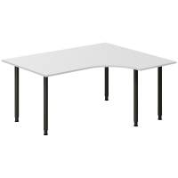 Office skrivebord h&oslash;jrevendt 160x120cm lys gr&aring; med sort stel